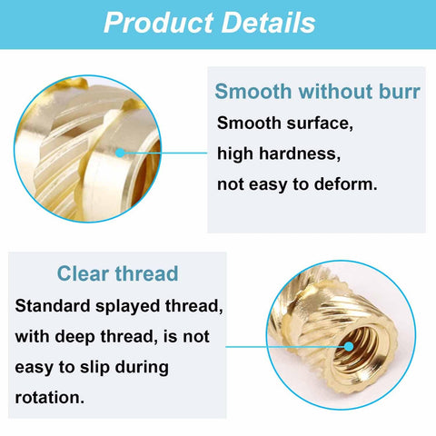 Threaded Inserts For Plastic Kit 150 Pieces Heat Set Brass Knurled Nut Inserts M2 M3 M4 M5 M6 With Female Threads For 3D Printing Projects And DIY Components