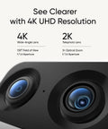 Top Tier 4K Indoor Security Camera With Dual Lenses And Smooth 8X Zoom No Monthly Fees Needed close-up of 4K and 2K lenses.