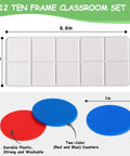 12 Sets Plastic Ten Frames For Classroom Math Manipulatives With 120 Red And Blue Counters, Durable Washable Learning Tools.