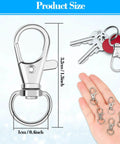 Tough As Nails Zinc Alloy Swivel Snaps Bulk 100 Count Lobster Clasp Hooks displayed with size dimensions, perfect for lanyards and keyrings.