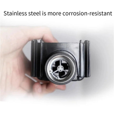 Close-up view of Real Time Flow Meter Sensor For Fuel And Water With K24 Gear, showing stainless steel corrosion-resistant part.