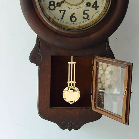 Wall Clock Pendulum Replacement 5.51 X 2.28 X 1.18 Inch Mechanical Clock Part With Swing Device shown in antique clock case