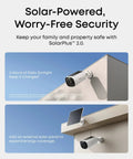 Solid Outdoor Wireless Security Camera Featuring Hella Clear 2K Max Color Night Vision And Kickass Ai Face Tracking Plus Smooth Solar Charging For No Fuss Home Protection with solar panel mounted on a wall.