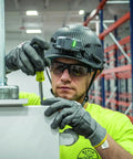 Worker wearing Anti Fog Safety Glasses with Semi Frame Scratch Resistant Protective Eyewear for indoor outdoor use