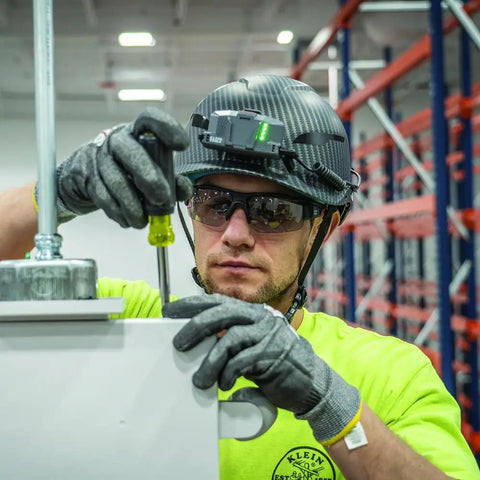Worker wearing Anti Fog Safety Glasses with Semi Frame Scratch Resistant Protective Eyewear for indoor outdoor use