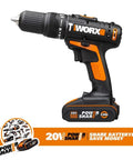 Heavy Duty Cordless Impact Drill Equipped With Killer Dual Speed Motor And 18 Precision Torque Settings, showcasing ergonomic design and battery.