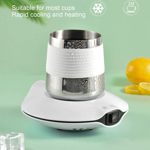 Solid Desk Companion Electric Beverage Warmer Keeps Your Morning Brew Piping Hot With Dead Simple USB Powered Convenience Smooth Thermal Plate For Any Standard Coffee Mug Or Tea Cup Leveling Up Your Sip Game on desk with stainless steel cup.