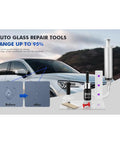 DIY Windshield Crack Repair Kit With Quick Chip Resin And Pressure Syringe For Sunroofs, Trucks, Lenses shown with components