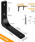 Rock Solid Metal Shelf Brackets Four Inch Square Design With Heavy Duty Wall Mounting Hardware Easy Peasy Installation For Countertops And Floating Shelves built tough, dimensions shown: 4x4 inch, 2 inch height.