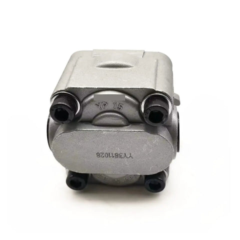 Heavy Duty Hydraulic Gear Pump For SBS 80 Excavator Replacement Part With High Flow Performance Gear Motor Durable Booster Pump For SBS 80 Rotation And CAT 312C Compatibility Easy Install Long Lasting Service, gray cast metal hydraulic gear pump front view