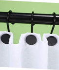 Close-up of Rustproof Metal Shower Curtain Rings 12 Piece Set for Bathroom with Easy Glide Hooks on black rod