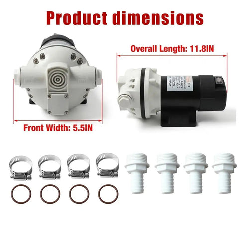 Heavy Duty 12V Def Transfer Pump Shreds Through Fluids With An Epic 10.6 Gpm Flow Rate For Smooth Diesel Exhaust Moves And Bulletproof Suction For Drums Ibc Tanks And Jobsites dimensions with hardware components.