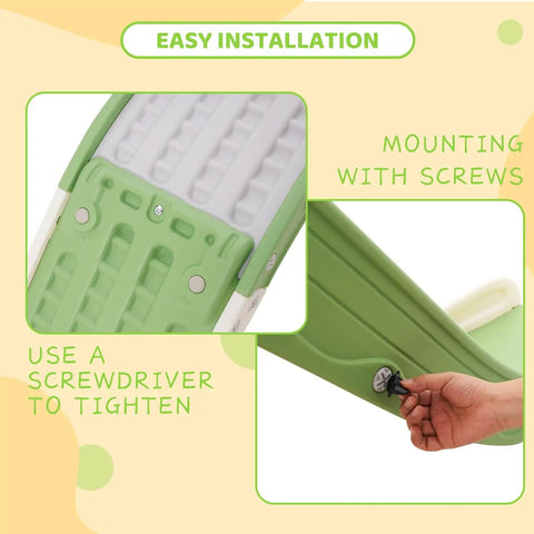 Built Tough Toddler Couch Slide For Bedroom And Family Room Safe Hdpe Indoor Play Ramp with installation screws and screwdriver.