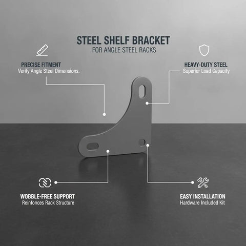 Solid White Steel Shelf Brackets for Garage and Warehouse Storage Built Tough for Standard Angle Profiles Securely Support Racks