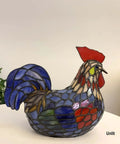 Colorful Rooster Tiffany Style Stained Glass Table Lamp with Night Light for Bedside and Living Room Decor 12 Inch Unlit