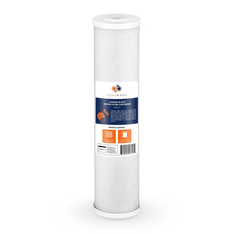 Single cartridge from 5 Micron 20 Inch By 4.5 Inch Water Filter Cartridges Set Of 2 For Your Whole House 2 Stage Sediment And CTO Carbon Filter