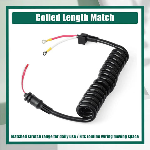 8M0029237 Curly Cable Replacement For MotorGuide Xi3 And Xi5 Trolling Motors, coiled black wire with connectors for easy installation.