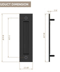 8-3/5 Inch Sliding Barn Door Handle Matte Black Finger Pull Flush Mount dimensions with measurements shown for height and width.