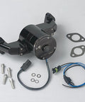 Plug And Play Electric Water Pump For Big Block Chevy black anodized pump with fittings and wiring harness for cooling system.