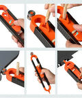 Slick Contour Scribe Copy Gauge With Rigid Abs Body And Rust Proof Steel Pins Includes Two Bonus Pencils in use for wall tracing.