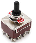 Heavy Duty Rocker Toggle Switch 4PDT 12 Terminals On Off On 15A 250V 10A 380V Waterproof With Metal Knob Cover Cap TEN403 for Industrial Equipment and Marine Electrical Panels, 12mm