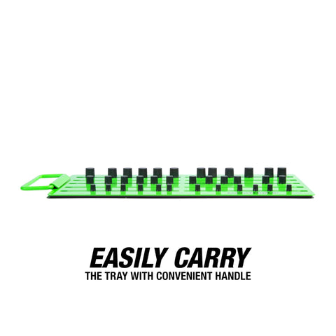 Pro Magnetic Socket Tray With Customizable Ratchet Organizer And Adjustable Drive Studs, Portable Socket Set Organizer, lime green tray