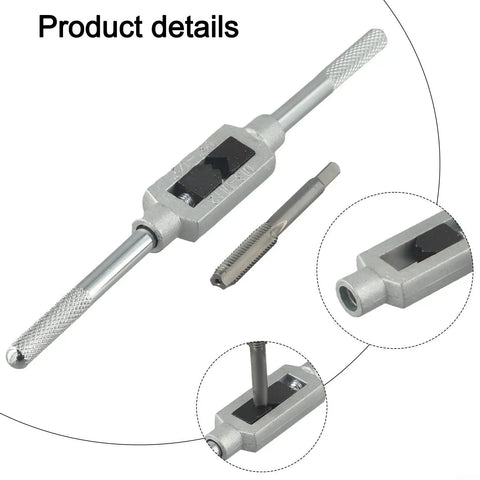 Bearing Steel Tap Wrench Kit With Reversible Ratchet Handle For Creating M3 Internal Threads In Aluminum Or Iron Plates, silver manual tap wrench