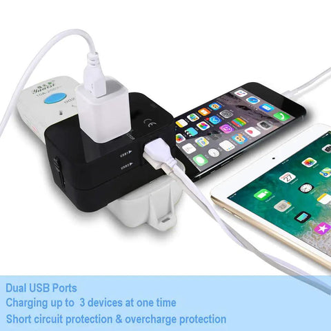 Worldwide Travel Adapter Must Have All In One Universal Plug With Dual USB Ports 2 1A Fast Charging for devices