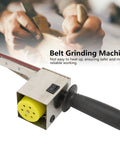 Heavy Duty Mini Belt Sander Workhorse Packing 150 Watt Brass Core Motor And Quick Shift Speed Dial for detailed wood grinding tasks.