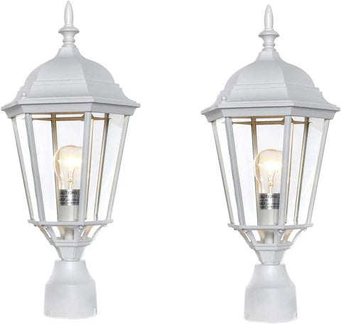 Westlake 1 Light Outdoor Post Lantern With White Finish And Clear Glass Shade, Mediterranean Style Driveway Garden Post Light For Killer Curb Appeal, Weather Resistant Cast Aluminum Model 1005WT