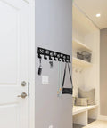 Eight Hook Wall Organizer For Keys Leashes And Collars With Metal Construction And Dog Leash Holder And Paw Design Wall Mounted Key Rack For Entryway Hallway Or Kitchen Decor Rust Proof Black Paw Wall Rack With Screw Anchors 11.8 By 2.75 Inches