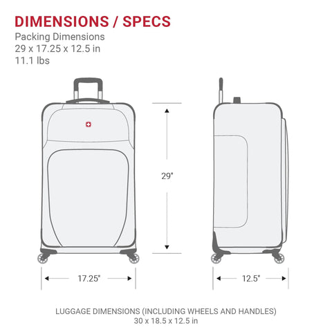 Softside Expandable Checked Luggage For Long Trips With 360 Spinner Wheels And Retractable Handle, 29 Inch Large Black Suitcase Dimensions