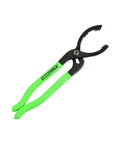 Beefy Oil Filter Pliers For Tight Spots, Adjustable Jaw Fits Two And A Half Inch To Four And Five Eighths Inch Filters, green handles