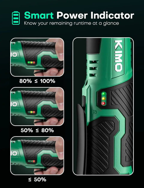 Cordless Electric Ratchet Wrench Set Delivers Forty Foot Pounds Of Torque At Four Hundred RPM Twelve Volt Three Eighths Inch Capacity Includes Seven Sockets And One Quarter Inch Adapter Forward And Reverse Switch Two Batteries And Charger Lightweight And shown with smart power indicator.