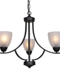 Three Light Shaded Contemporary Chandeliers With Alabaster Glass In Sleek Black Rustic Finish For Ceiling Hanging Pendant Lighting
