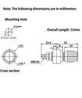 Heavy Duty 5 16 Inch Stud Battery Terminal Posts Red And Black Pair Pure Copper Power Connectors dimensions diagram in millimeters.