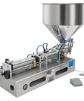 Pro Level Pneumatic Paste Filling Machine With Quick Turn Flow Dial, stainless steel, used for dispensing thick sauces and lotions.