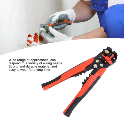 Red Automatic Wire Stripping Pliers High Carbon Steel Multi Functional Cable Cutting Tool For Efficient Electrical Repair And Machine Maintenance Work Perfect For Pro Mechanics in use, cutting wire with precision.
