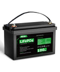 12V 100Ah LiFePO4 Battery With Built In BMS For RV Off Grid Solar Trolling Motors And Marine Use 1280Wh Deep Cycle Power displayed