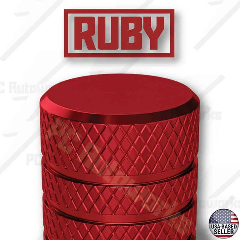 Ruby red aluminum tire valve stem caps dope anti rust anodized metal with corrosion resistant finish easy install universal fit