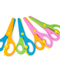 Toddler Safety Scissors 4-Piece Set With Blunt Tips For Preschoolers, featuring color-coded easy-grip handles.