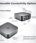 Badass Thunderbolt 4 Dock Bundle With 180W Fast Charging Slick Quad Display Setup And 40Gbps Blazing Data Speeds Plus HDMI DisplayPort USB C cables shown with port details.