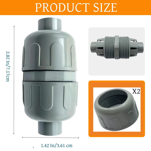 Half Inch Liquid Tight Double Ended Conduit Connector Pack Of Twelve For PVC Flexible Conduit Fittings, product size details.