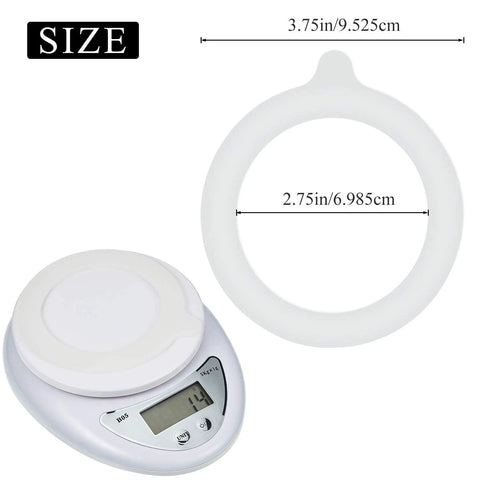 White silicone gasket ring for regular-mouth canning jars; 3.75 inch outer diameter, 2.75 inch inner diameter; pack of 8
