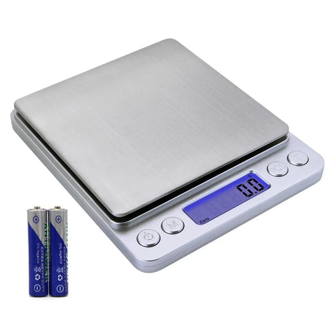 Pro Grade 3000g Kitchen Scale With 0.1g Precision Digital Food Scale featuring stainless steel platform with batteries included