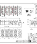 Diagram of Heavy Duty Marine 12 Gang Bus Bar With Premium Nickel Plated Brass Terminals Rated At 35 Amps and 600 Volts.