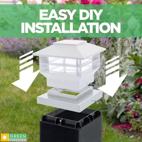 Easy installation of Two Tier Solar Post Cap Lights For Outdoor Posts Fits 4x4 Wood 4x4 And 5x5 PVC Vinyl Fence Posts Waterproof
