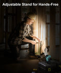 Person using Beefy Rechargeable Handheld Spotlight One Million Lumens LED Light IP67 Waterproof Heavy Duty Flashlight for wiring