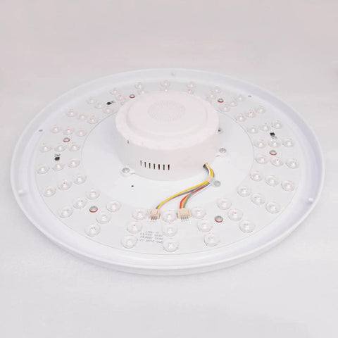 Back view of 24W LED Ceiling Light with Bluetooth Speaker and RGB Color Changing Glow, showing internal wiring and components