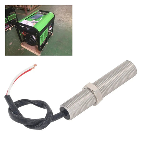 Pickup Speed Sensor 5 By 8 Inch 18 UNF Thread Heavy Duty Magnetic Electric Speed Sensor with brass body and wiring in focus.